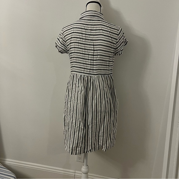 Esmara Dress Black & White Striped Linen Blend Viscose Short Sleeves Dress - Picture 7 of 9